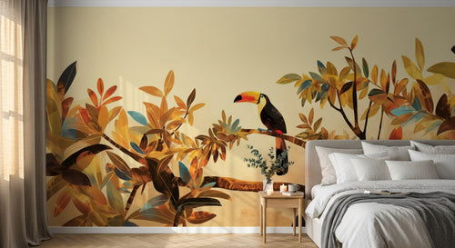 Design A0004 — Papier peint Palmier Tropical Vintage Sépia — Novomur