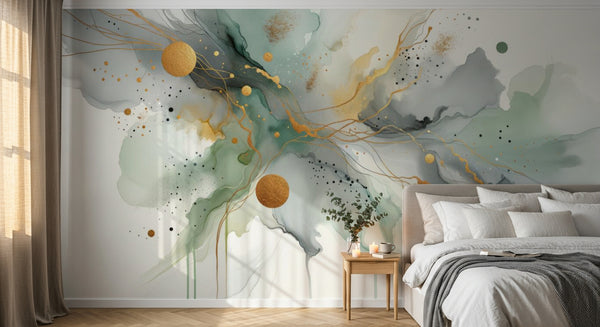 variant:A0035 | chambre_03_romantic已做 — Geste Pictural Gris Perle — papier peint Novomur