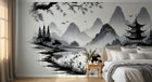 Design A0040 — Papier peint Asie Encre Noire Pagode — Novomur