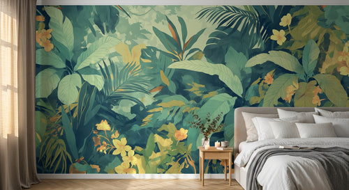 Design A0077 — Papier peint Jungle Tropicale Dense Aquarelle — Novomur