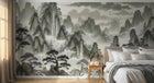 Design A0097 — Papier peint Asie Encre Noire Pagode — Novomur