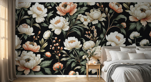 Design A0106 — Papier peint Floral Pivoines et Roses - Collection 2 — Novomur