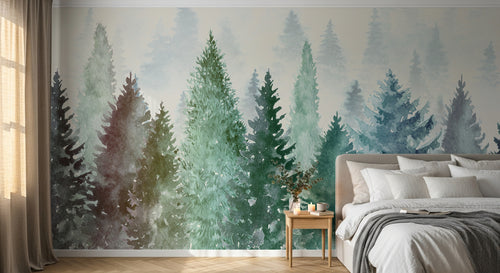 Design A0110 — Papier peint Forêt Pins et Sapins - Collection 2 — Novomur