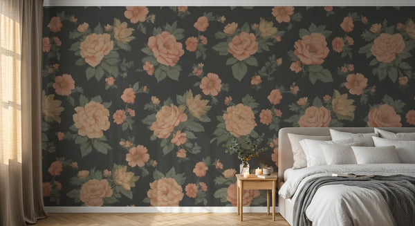 variant:A0146 | chambre_03_romantic — Fleurs des Champs Brun — papier peint Novomur