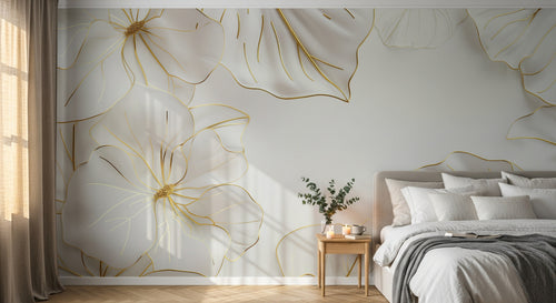 Design A0159 — Papier peint Art Déco Éventails et Or - Collection 1 — Novomur