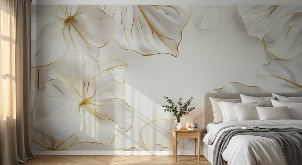 variant:A0159 | chambre_03_romantic已做 — Feuillage Tropical Creme — papier peint Novomur