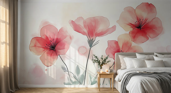 Papier peint Coquelicots et Fleurs Sauvages - Sur mesure
