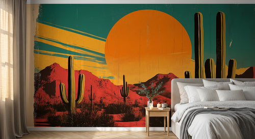 Design A0175 — Papier peint Paysage Désert et Cactus — Novomur