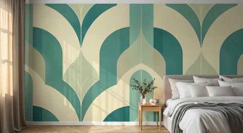 Design A0433 — Papier peint Art Déco Éventails et Or - Collection 1 — Novomur