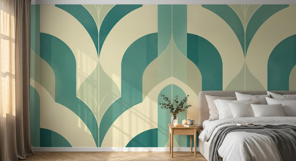 Papier peint Art Déco Éventails et Or - Collection 1 - Sur mesure