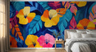 Design A0442 — Papier peint Palmier Tropical Vintage Sépia — Novomur