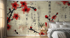 Design A0575 — Papier peint Cerisier Rouge Encre Asiatique — Novomur