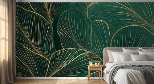 Design A0582 — Papier peint Art Déco Éventails et Or - Collection 1 — Novomur