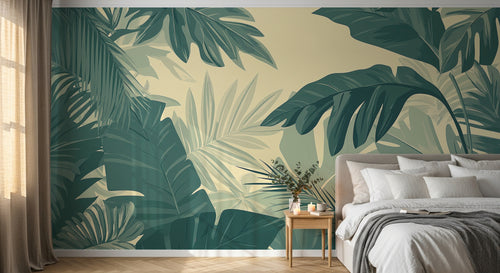 Design A0611 — Papier peint Palmier Tropical Vert - Collection 3 — Novomur