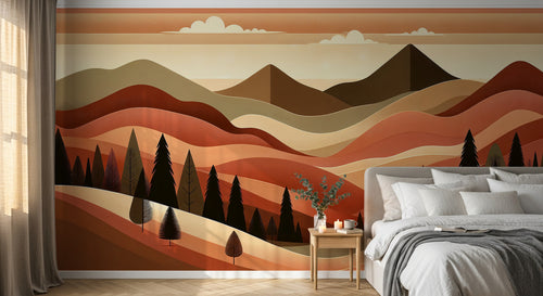 Design A0631 — Papier peint Paysage Montagne Minimaliste - Collection 1 — Novomur
