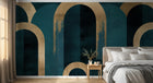 Design A0739 — Papier peint Art Déco Éventails et Or - Collection 1 — Novomur