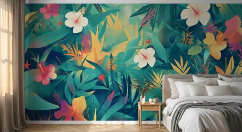 Design A0753 — Papier peint Jungle Tropicale Dense Aquarelle — Novomur