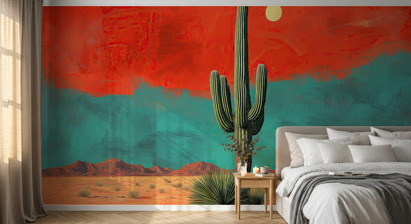 Papier peint Paysage Désert et Cactus - Sur mesure