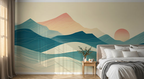 Design A0813 — Papier peint Paysage Montagne Minimaliste - Collection 1 — Novomur