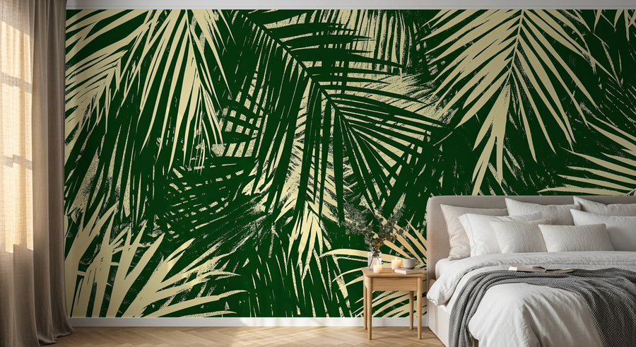 Design A0906 — Papier peint Palmier Tropical Vert - Collection 4 — Novomur
