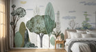 Design B032 — Papier peint Foret stylisee scandinave arbres minimalistes — Novomur