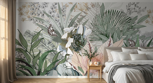 Design D0053 — Papier peint Palmier Tropical Vert - Collection 3 — Novomur