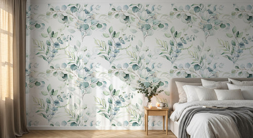 Design D0128 — Papier peint Eucalyptus Botanique Sauge — motif petit — Novomur