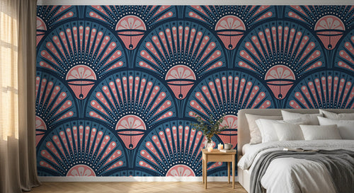 Design D0199 — Papier peint Art Déco Éventails et Or - Collection 2 — motif grand — Novomur