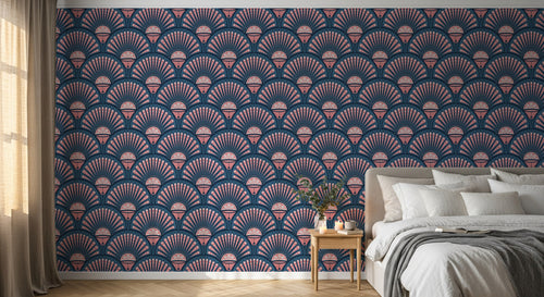 Design D0199 — Papier peint Art Déco Éventails et Or - Collection 2 — motif petit — Novomur