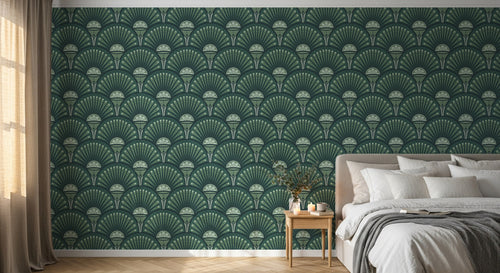 Design D0321 — Papier peint Art Déco Éventails et Or - Collection 2 — motif petit — Novomur