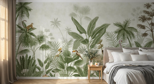 Design D0328 — Papier peint Palmier Tropical Vintage Sépia — Novomur