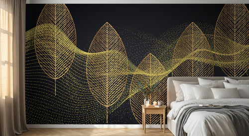 Design D0336 — Papier peint Art Déco Éventails et Or - Collection 1 — Novomur