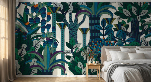 Design E0403 — Papier peint Palmier Tropical Vert - Collection 2 — Novomur