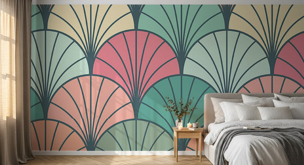 Papier peint Art Déco Éventails et Or - Collection 2 - Sur mesure