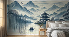 Design F0241 — Papier peint Asie Encre Bleue — Novomur