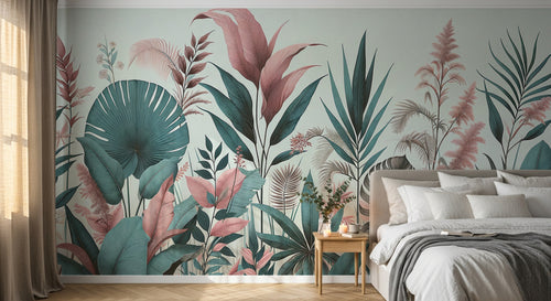 Design F0251 — Papier peint Palmier Tropical Vert - Collection 1 — Novomur