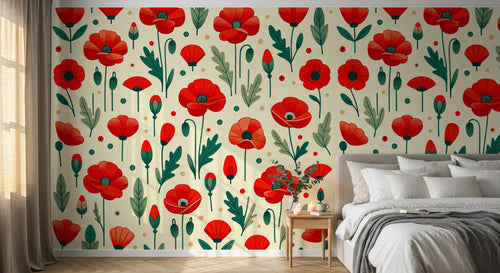 Design F0403 — Papier peint Coquelicots et Fleurs Sauvages — Novomur