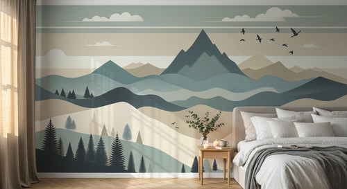 Design F0632 — Papier peint Paysage Montagne Minimaliste - Collection 2 — Novomur
