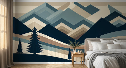Design F0866 — Papier peint Paysage Montagne Minimaliste - Collection 2 — Novomur