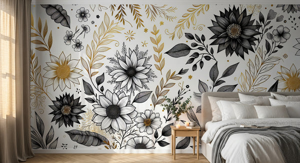 Papier peint Floral Pivoines et Roses - Collection 1 - Sur mesure