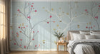 Design FC121 — Papier peint Branches baies rouges fond bleu pale — Novomur