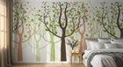 Design FC146 — Papier peint Foret stylisee arbres feuillage rond — Novomur
