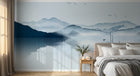 Design FC183 — Papier peint Paysage encre asiatique montagnes lac — Novomur