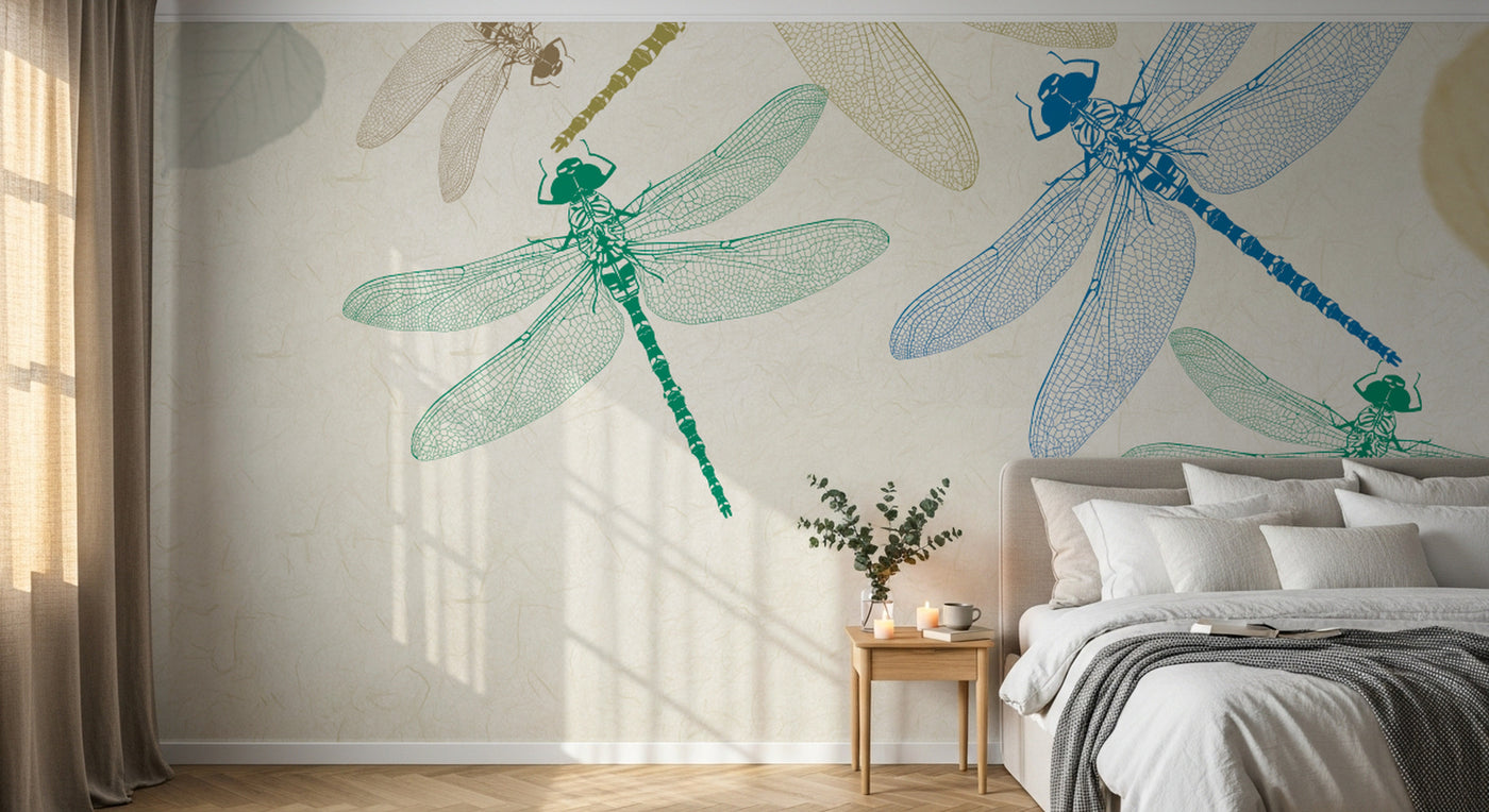 Design FC213 — Papier peint Libellules style gravure entomologique — Novomur