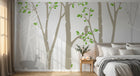 Design FC226 — Papier peint Foret scandinave cerfs et oiseau silhouette — Novomur