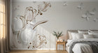 Design FC239 — Papier peint Tulipes blanches papillons fond beige — Novomur