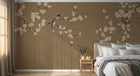 Design FC280 — Papier peint Prunier oiseaux fond taupe chinoiserie — Novomur