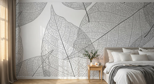 Design FC627 — Papier peint Feuilles transparentes nervurees gris — Novomur