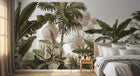 Design L0093 — Papier peint Jungle vintage palmiers et pagode — Novomur