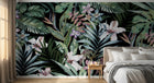 Design L0654 — Papier peint Pattern jungle hibiscus orchidees fond marine — Novomur